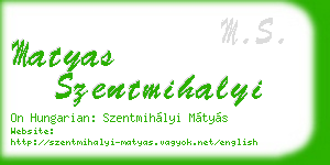 matyas szentmihalyi business card